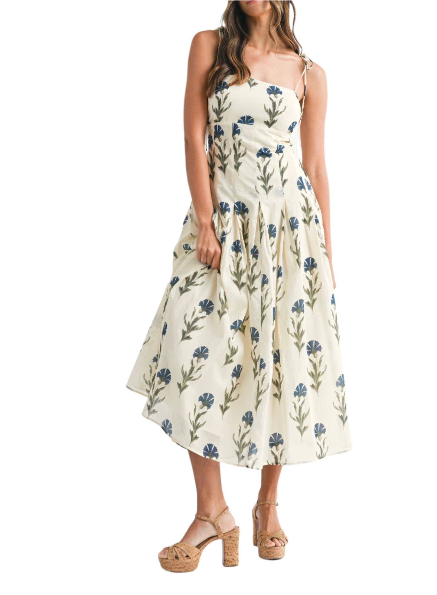 Caroline Navy Floral Midi Dress