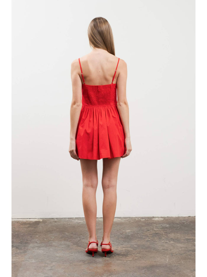 Front Bow Mini Dress in Red