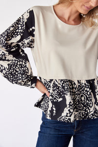 Crosby Asher Top in BW Leopard