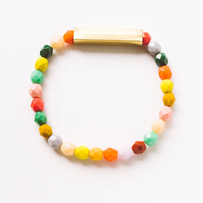 Mixed Beads and Brass Bracelet