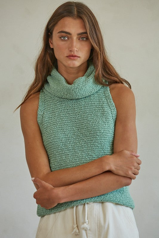 Salma Sleeveless Sweater in Granite Green