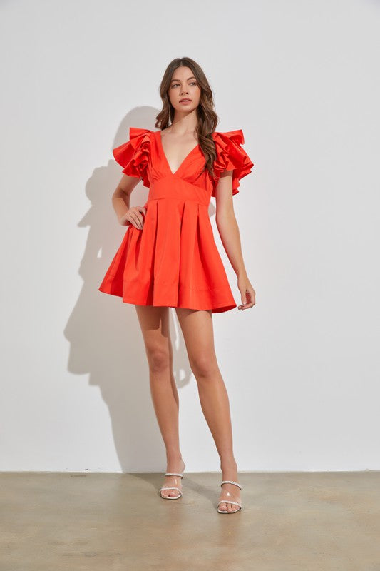 A-Line Mini Dress in Poppy Red