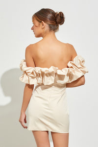 Ruffle Tube Dress in Eggshell