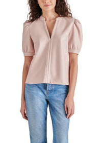 Steve Madden Jane Faux Leather Top in Rose Taupe