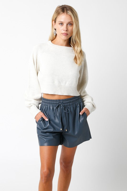 Lucille Cropped Sweater in Off White