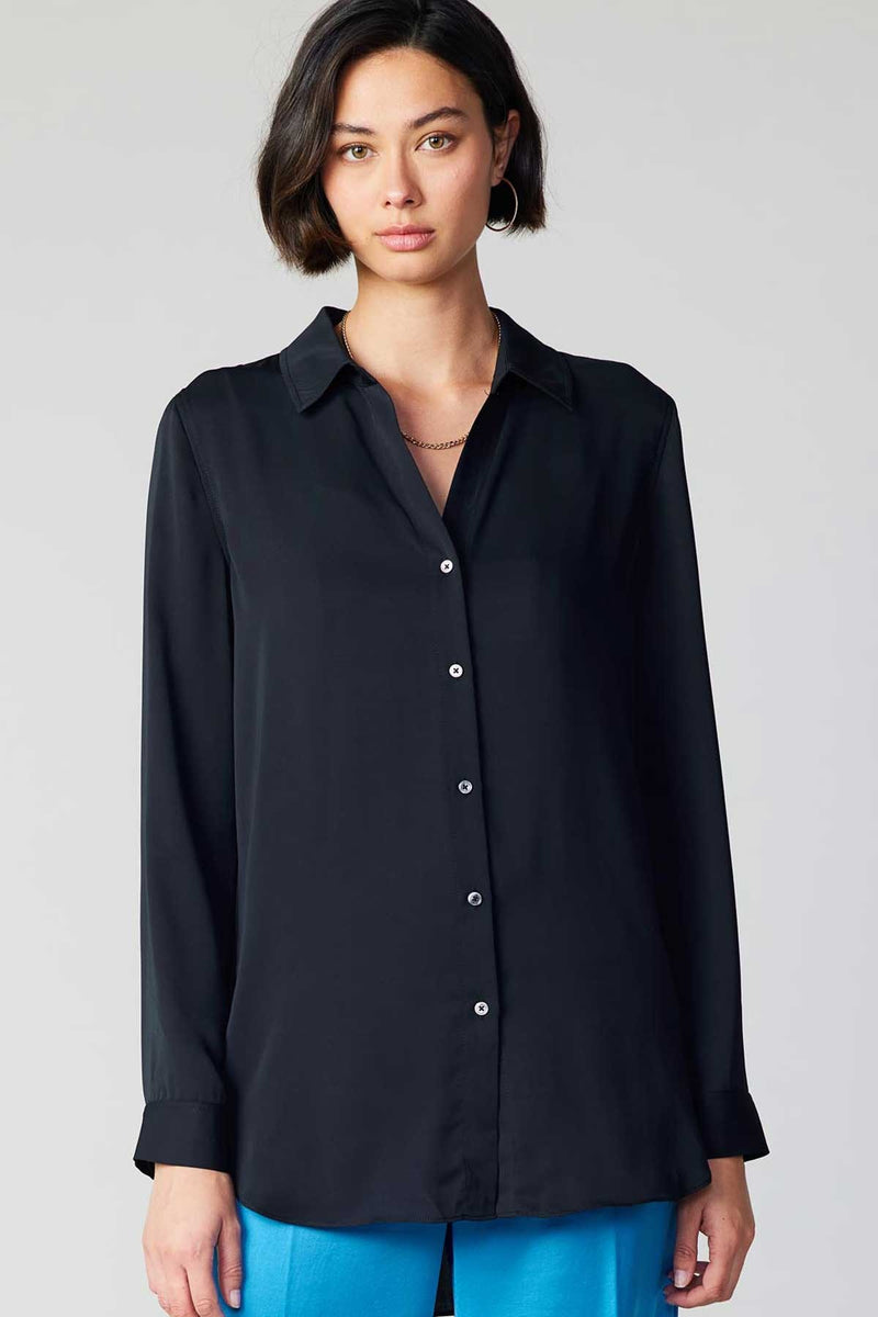 Classic Black Collared Blouse