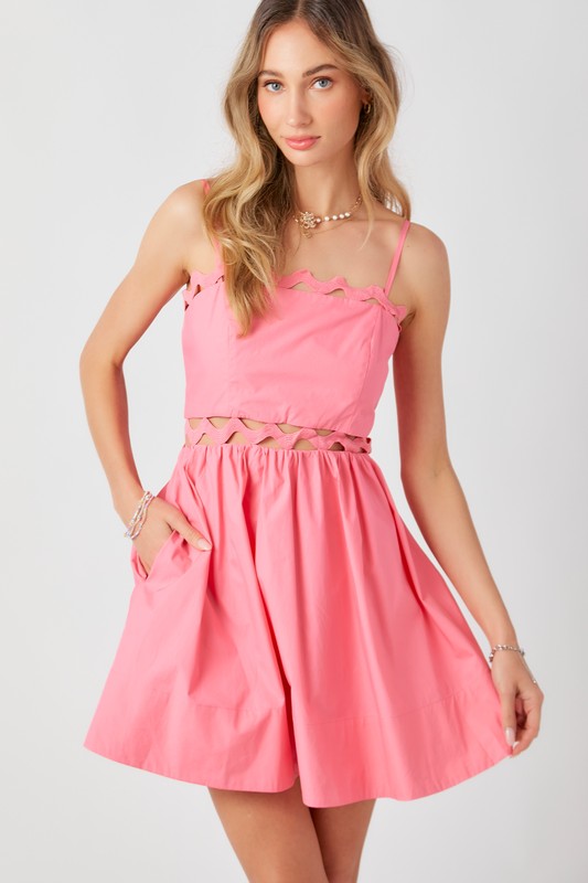 Ric Rac Mini Dress in Baby Pink