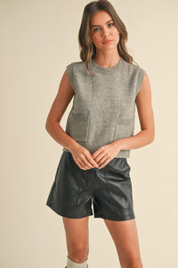 Crew Neck Sweater Vest in Grey