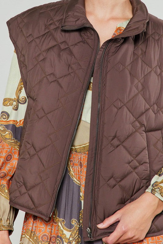 Beverly Puffer Vest in Brown