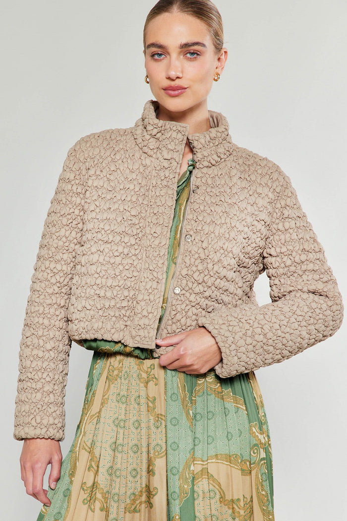 Ellen Long Sleeve Quilting Jacket in Taupe