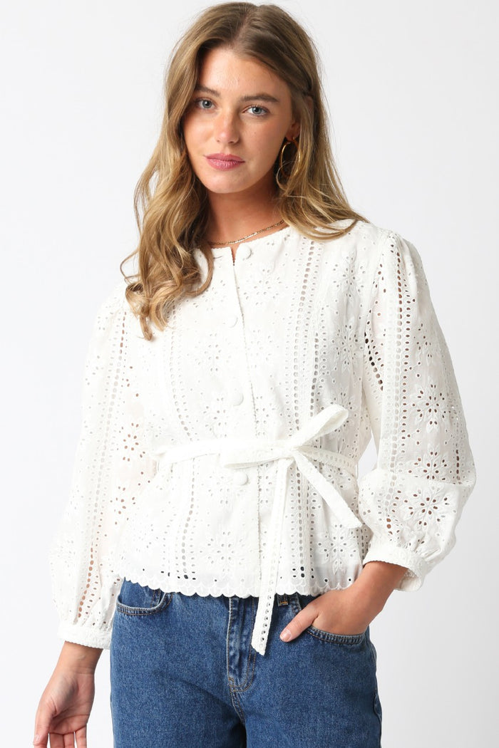 Aspen Eyelet Top in Ivory