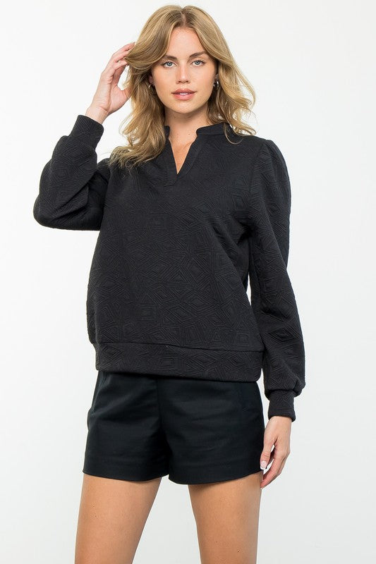 Textured Knit Top in Black