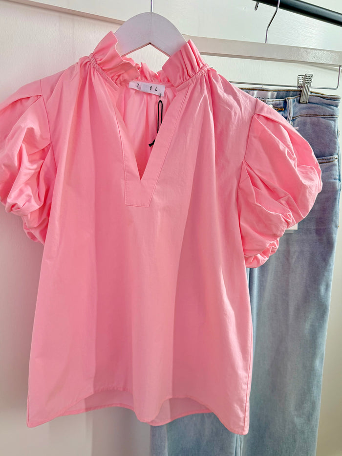 Gwen Puff Sleeve Top in Pink