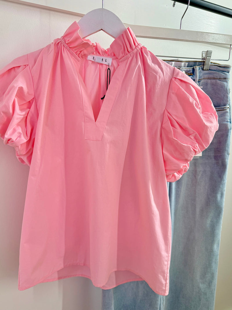 Gwen Puff Sleeve Top in Pink