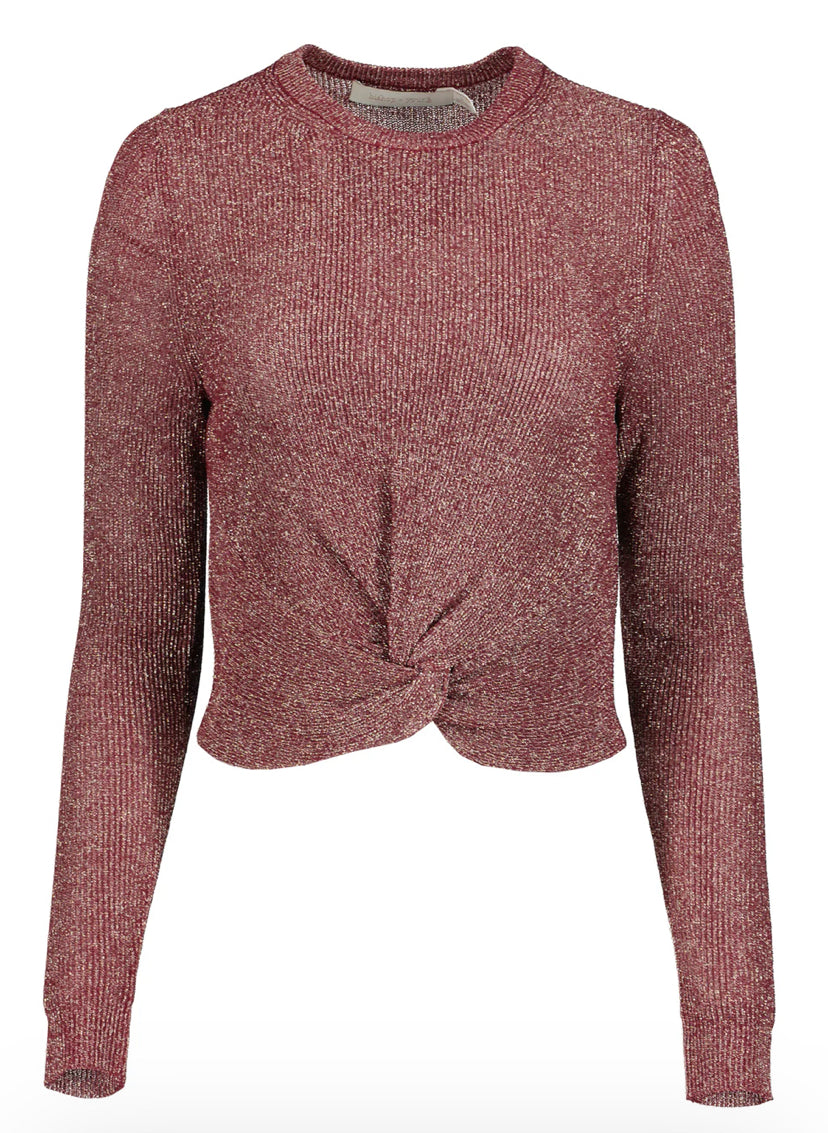 Bonita Lurex Twist Front Top in Bordeaux