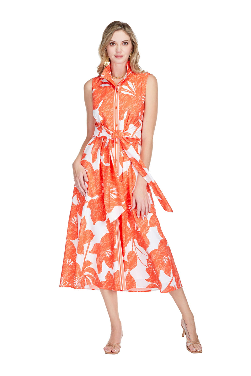 Wrap Maxi Dress in Orange Blooms
