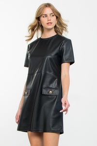 Coco Faux Leather Dress in Black