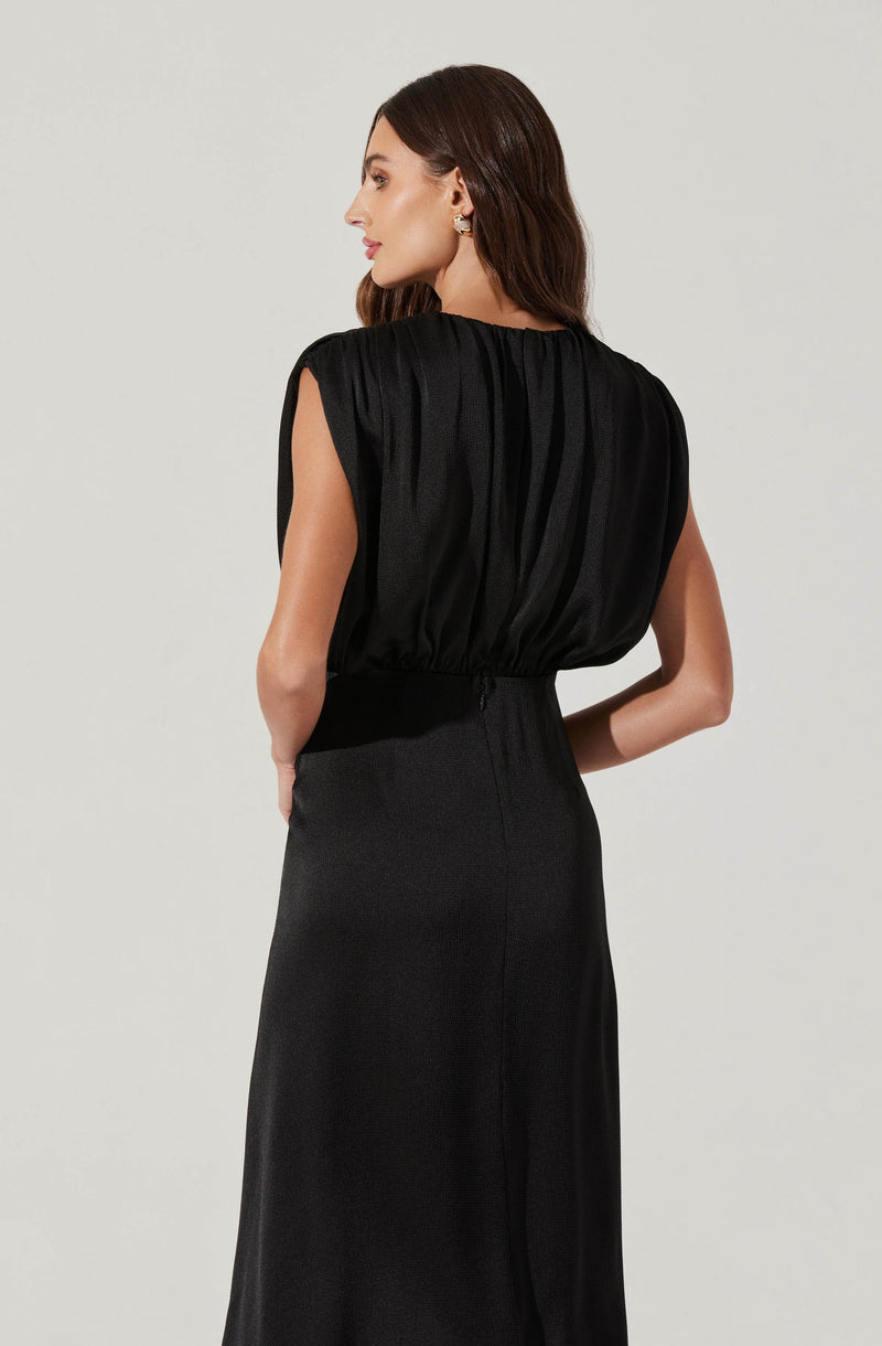 Astr The Label Blouson Midi Dress in Black