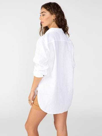 Sanctuary Relaxed Linen Shirt in White