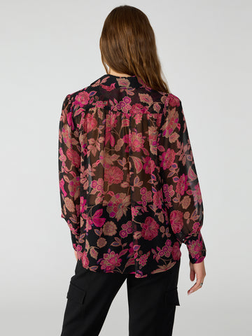 Dazzling Volume Blouse in Cranberry Bloom