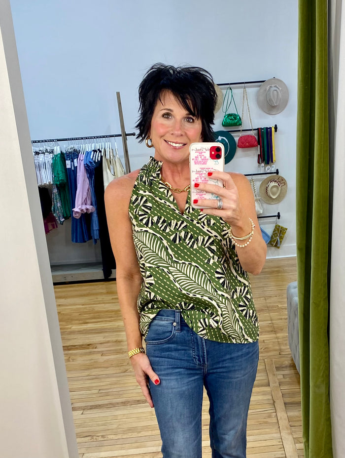 Sleeveless Floral Top in Green