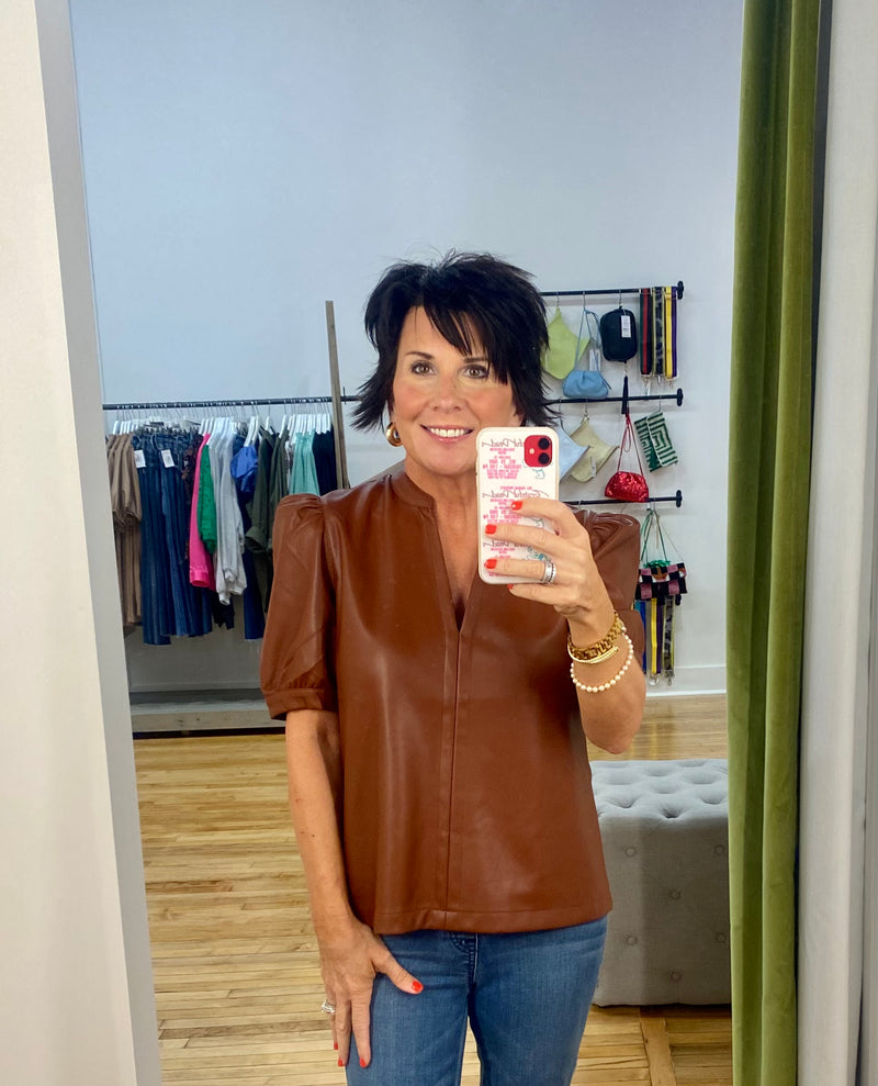 Jane Faux Leather Top