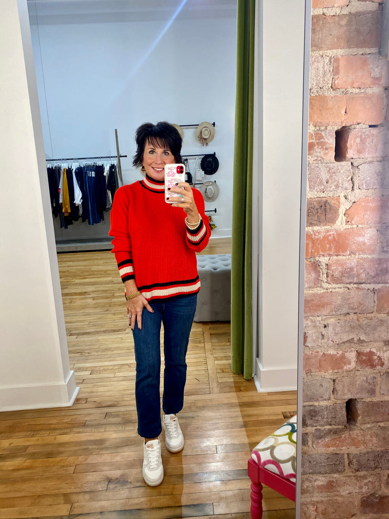 Sporty Stripe Sweater in Red