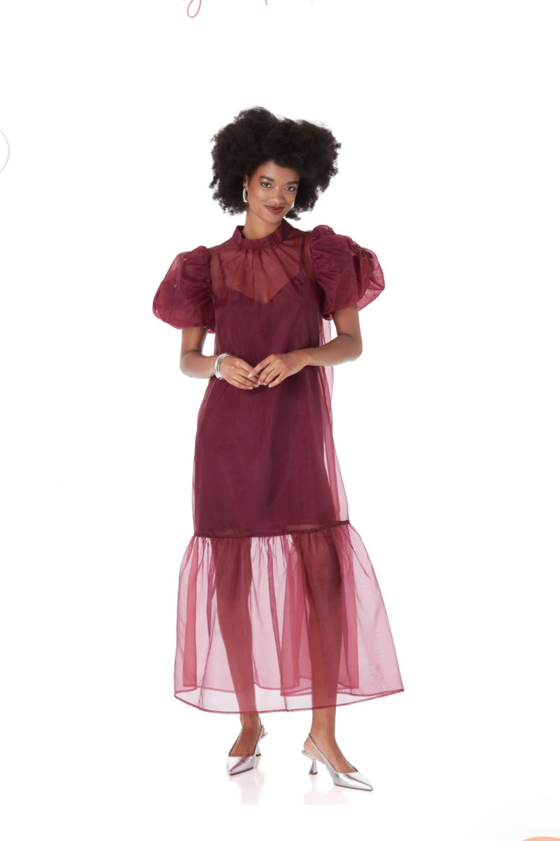 CROSBY Loretta Dress in Cabernet