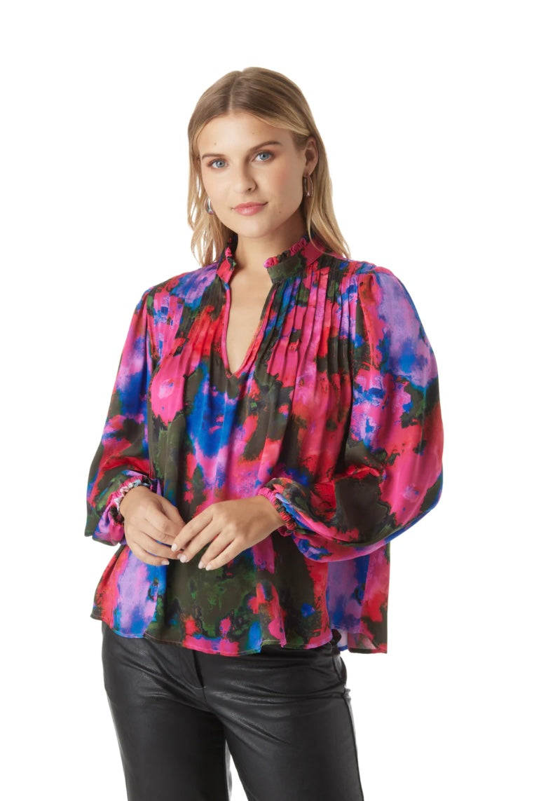 CROSBY Gabby Blouse in Blurred Floral