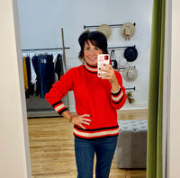 Sporty Stripe Sweater in Red