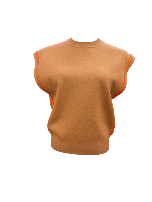 Sleeveless Piped Sweater