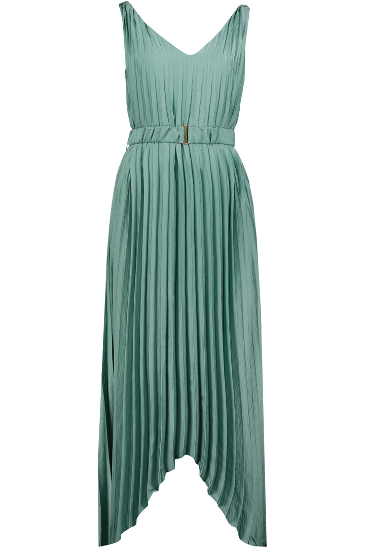 Balinese Pleat Midi Dress in Seaglass