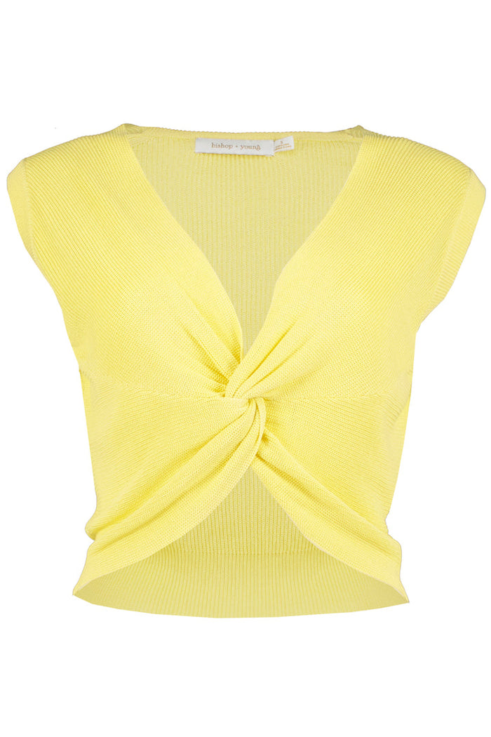 Lagos Twist Front Sweater in Limoncello