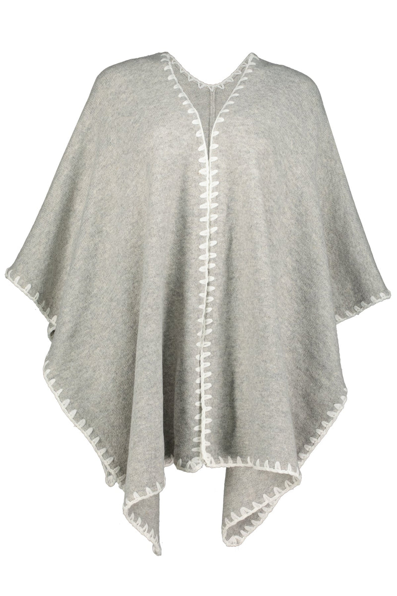 Whipstitch Shawl in Heather Grey- One Size