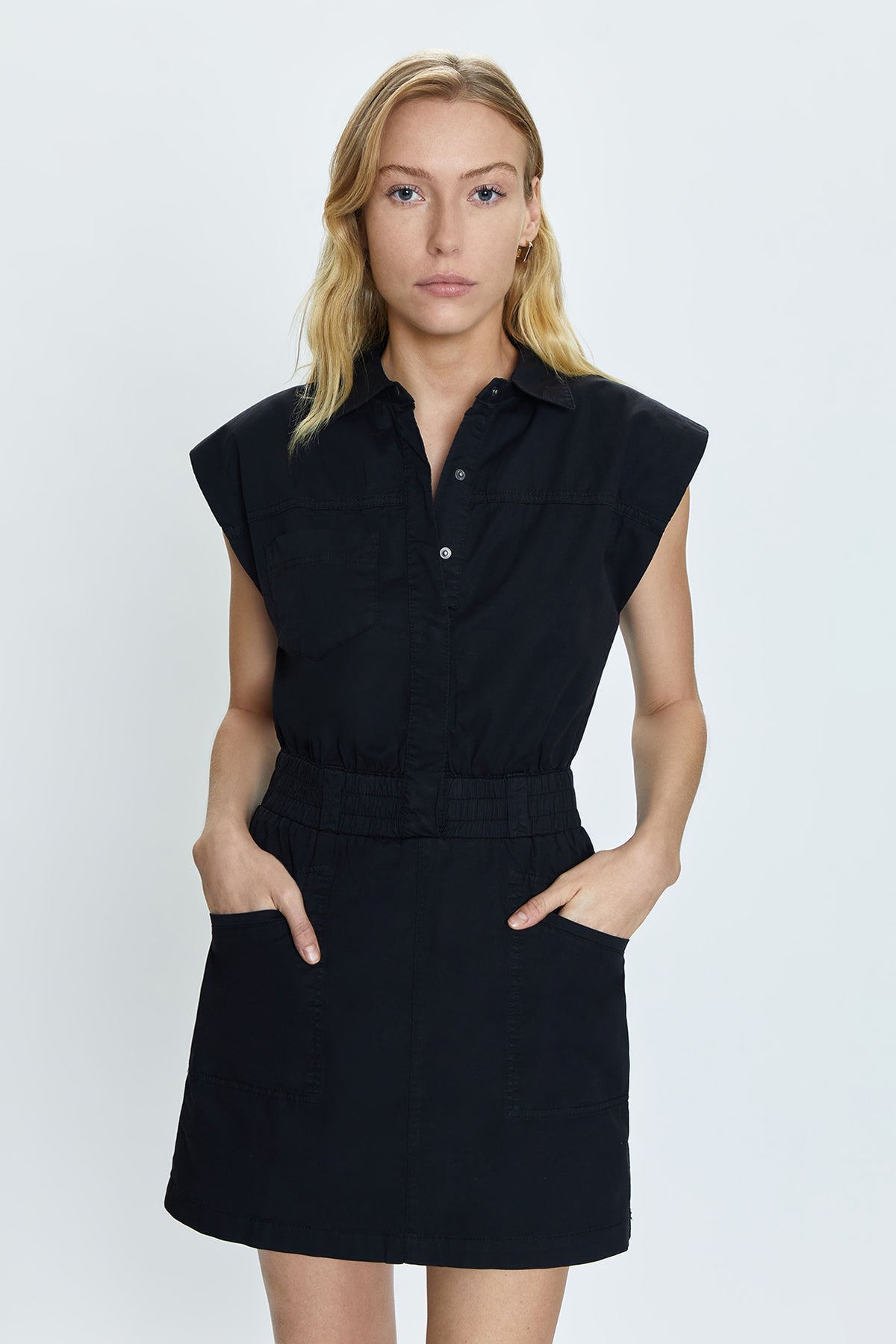 Pistola Rosie Cinched Waist Mini Dress in Fade to Black