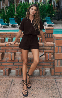 Z Supply Lookout Gauze Romper in Black