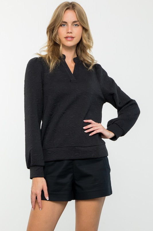 Textured Knit Top in Black