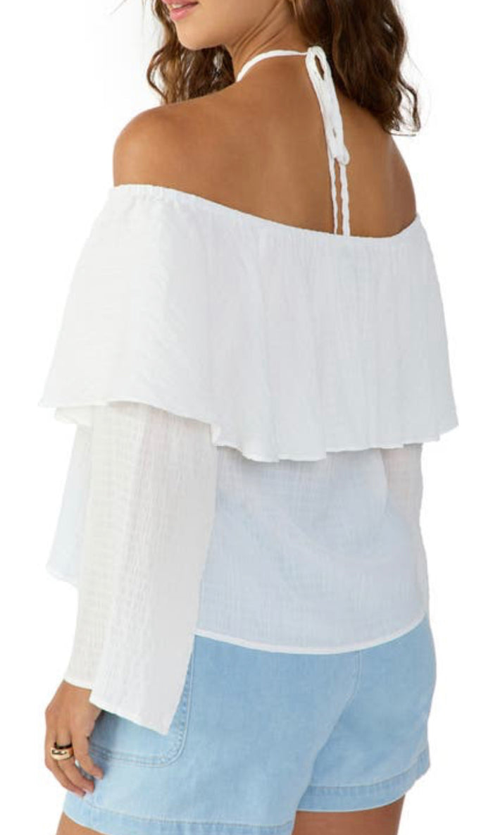 Halter Ruffle Blouse in White