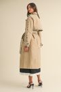 Tweed Trim Trench Coat in Taupe