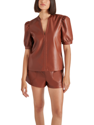 Jane Faux Leather Top