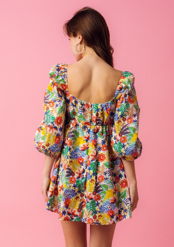 Zaya Mini Dress in Tropical Print