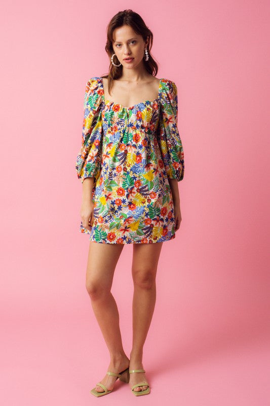 Zaya Mini Dress in Tropical Print