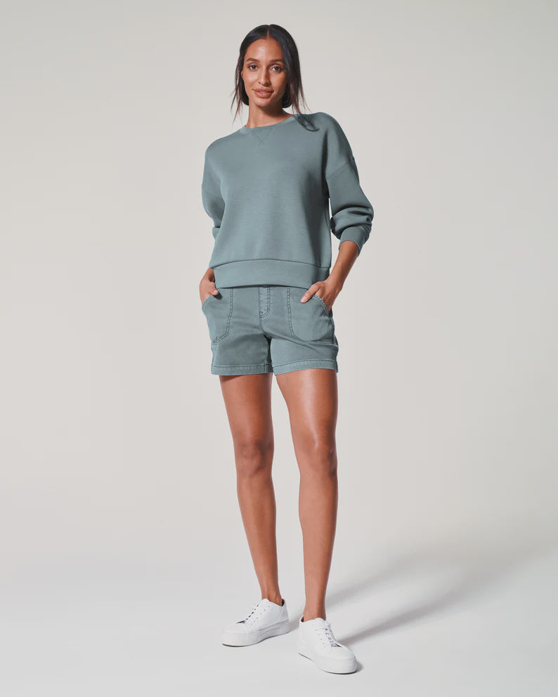 SPANX Twill Shorts- Hazy Gray