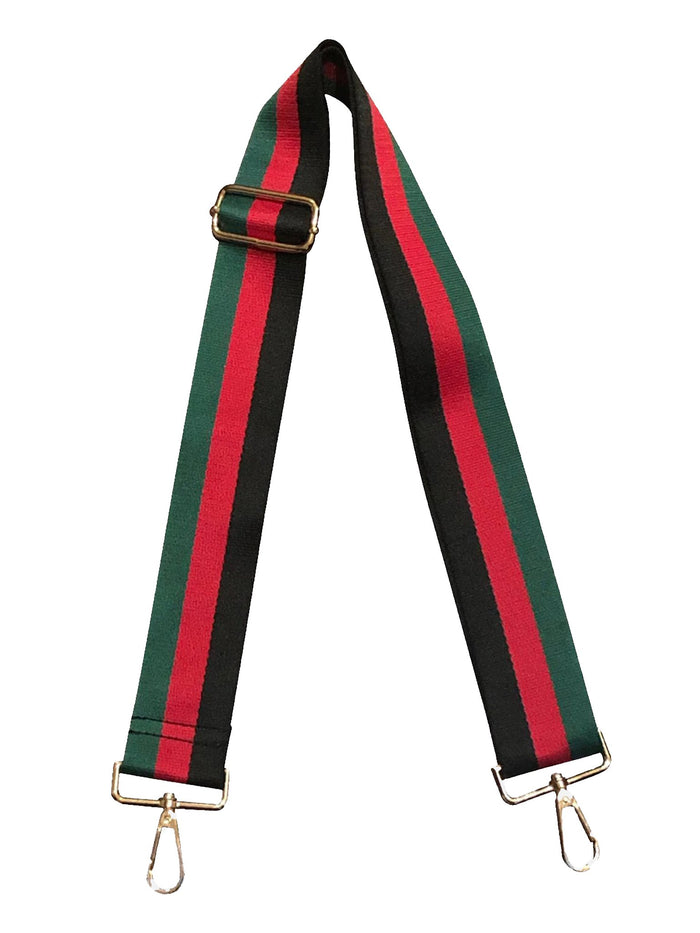 ah-dorned Adjustable Bag Strap-Red/Green/Black Stripe