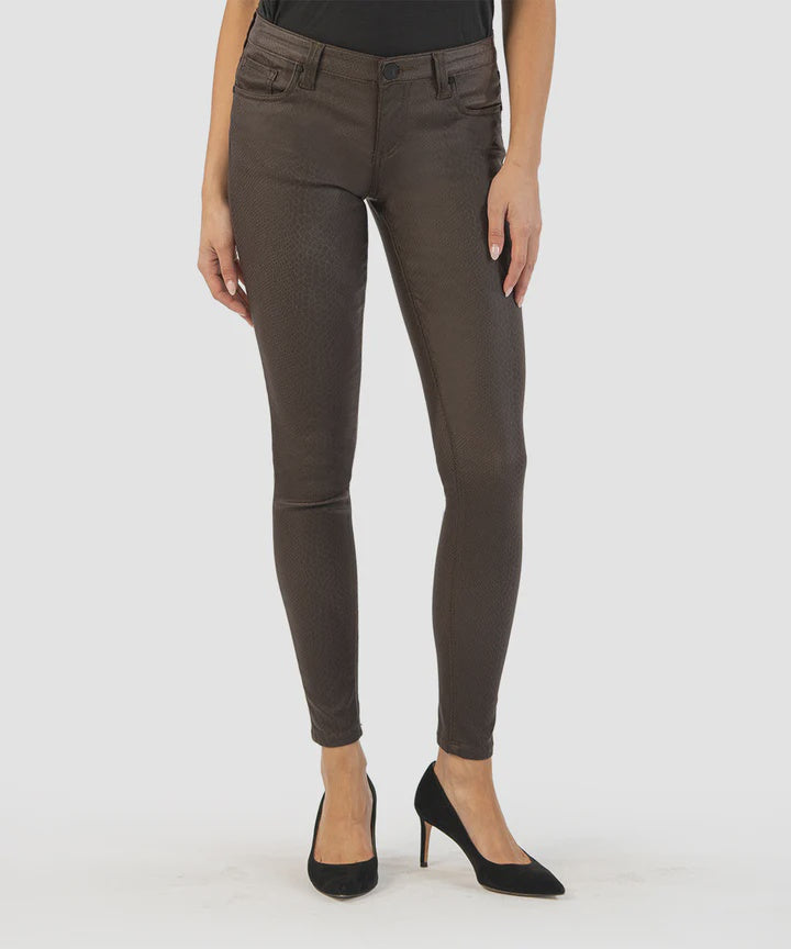 Mia Mid Rise Slim Fit Coated Skinny-Chocolate