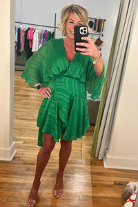 BTFL Vonda Balloon Sleeve Wrap Dress