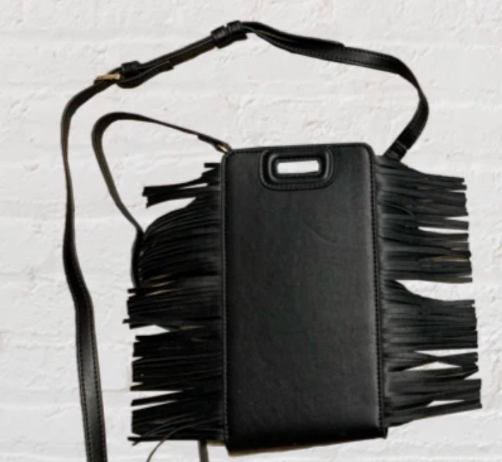 Ah-dorned Faux Leather Phone Crossbody in Napa Black