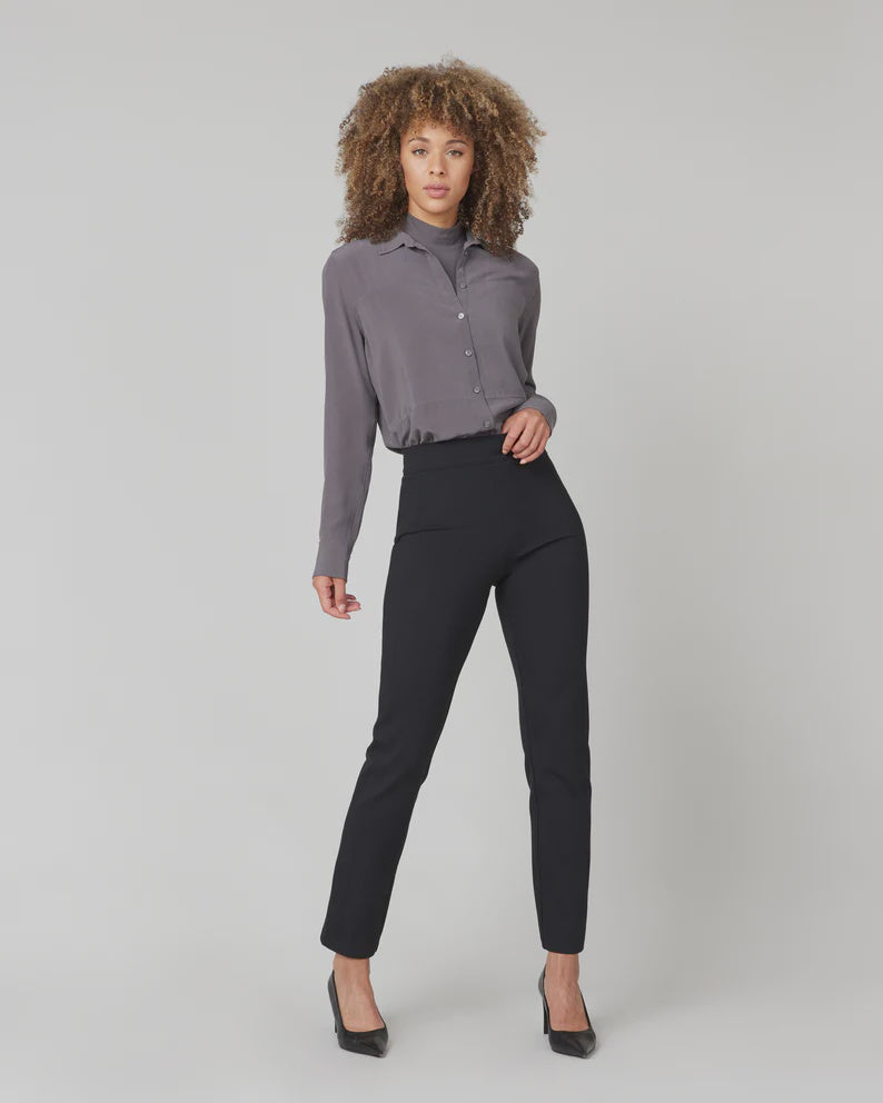 SPANX Silk Button Down Top-Deep Slate